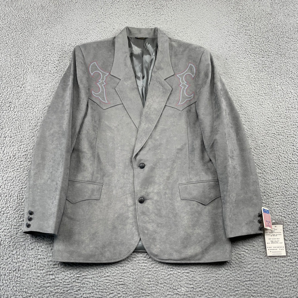 Miller Stockman Blazer Mens 48 Gray Suedecloth Coat Western Cowboy Deadstock